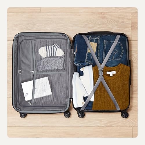 Amazon Basics 21" Hardside Carry-On Luggage, Hardshell Suitcase With Wheels, Expandable For Up to 25% More Space, With Scratch-Resistant Surface, Four Multi-directional Wheels, Navy Blue - Image 4