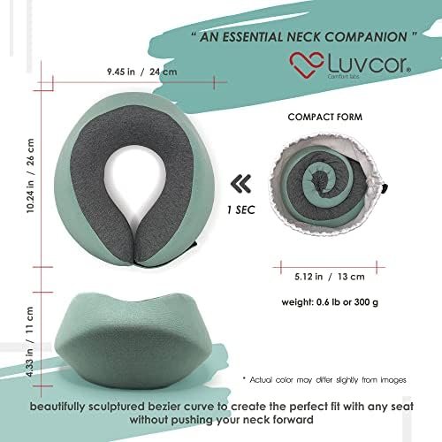 Premium Quality Memory Foam Travel Neck Pillow Bundle - Best Ergonomic Pillow for Airplane Travel, car Ride, Sleeping. Comes with Eye mask, earplugs and Storage Bag. (Imperial Green) - Image 4