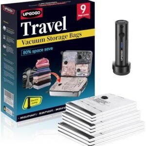 Travel Vacuum Bags for Luggage with Portable Electric Pump,Vacuum Seal Bags for Clothing,Packing Cubes Compression,Cruise Ship and Travel Essentials(Combo 9 Pack)