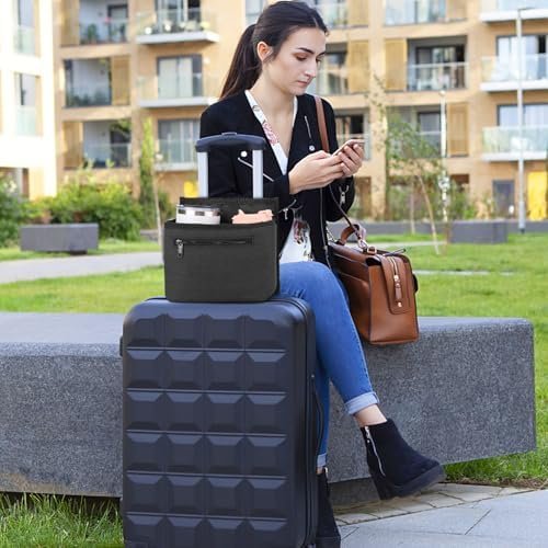 Luggage Travel Cup Holder Attachment for Suitcase Drink Carrier Caddy, Coffee Mug and Tumblers, Traveler Carry on Hands Free Accessory- Gifts for Flight Attendants Travelers Accessories- Black - Image 7