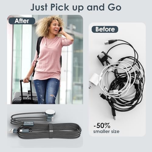 Travel Essentials for Apple Watch Charger,3 in 2 USB C Cable for Multi Charging Cable Cord,Vacation Camping RV Essentials Portable Designed for iWatch &iPhone 17-11 -4FT - Image 3