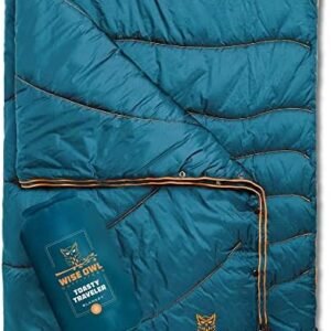 Wise Owl Outfitters Outdoor Camping Blanket – Lightweight Packable Puffy Quilt for Backpacking, Hiking & Travel – Warm Water Resistant Blanket for Cold Weather Camping