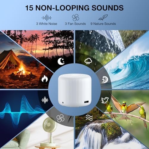 Portable Sound Machine for Baby Adults,LEICEX Travel Sound Machine,15 Non-Looping Sound Timer and Memory Play, Mini White Noise Machine for Sleeping Office Privacy Travel Gift - Image 3