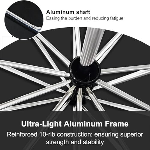 Satol Extra Large Golf Umbrella, 46/54/62 Inch Windproof 10 Ribs Vented Double Canopy Reflective Strips Automatic Open/Close Waterproof UV Protection Portable Compact Umbrella for Outdoor & Travel - Image 4