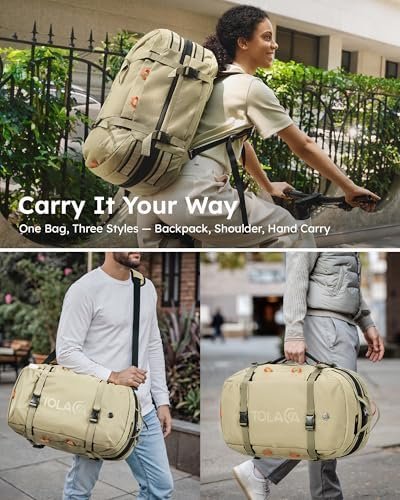 Tolaccea Carry on Travel Backpack, Laptop Backpack Flight Approved Convertible Large Duffle Luggage Bag Daypack Work Business Rucksack Fits 16" Laptop for Men Women 3 Carrying Ways, 40L-50L Expandable - Image 2