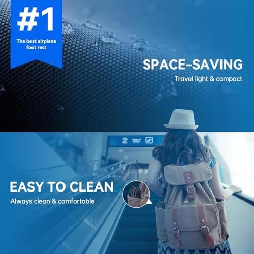 Plane Foot Hammock for Travel, Adjustable Airplane Foot Rest for Long Flights, Portable Leg Hammock for Airplane, Essential Travel Accessories, 2 Pack, Black - Image 5