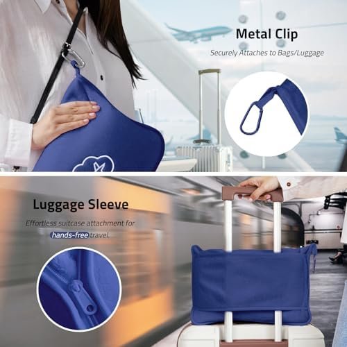 Travel Blanket, Ultra-Soft, Warm & Lightweight Travel Blanket Airplane with Bag, 65x40 in, Airplane Travel Essentials for Women, Men & Kids, Included Eye Mask, Luggage Sleeve & Backpack Clip - Image 5