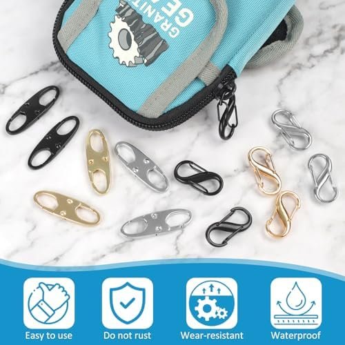 Phinus Lock Combo, Total 21PCS Clips Anti-Theft, Locks Anti-Theft for Luggage, Clothing, Backpacks, Boots, Purses, Travel Outdoor Sports(Black, Silver, Gold) - Image 5