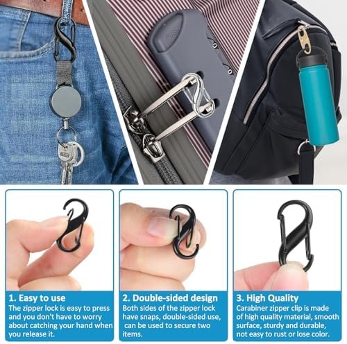 Phinus Lock Combo, Total 21PCS Clips Anti-Theft, Locks Anti-Theft for Luggage, Clothing, Backpacks, Boots, Purses, Travel Outdoor Sports(Black, Silver, Gold) - Image 4