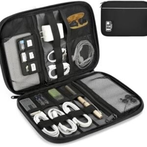 Electronic Organizer Travel Case, All-in-One Portable Cable Organizer Bag for Storage, Cord Organizer Tech Accessories for Cables, Chargers, Power Bank, Flash Drive,SD Card