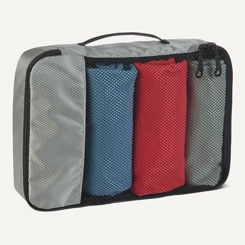 Amazon Essentials 4-Piece Packing Cubes Travel Accessories Set, Luggage Organizer with Double Zipper, Mesh Top, 100% Polyester, Medium, Gray (Previously Amazon Basics) - Image 4