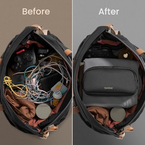 tomtoc Electronics Organizer Travel Case, Water Resistant Travel Bag Cable Organizer for Essentials, Tech Pouch Accessories Carry Storage for Cord, Phone, Cables, Airpods, USB Flash Drive, Daily Items - Image 5