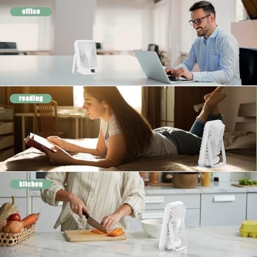 Travel Fan for Sleeping, 6.8" Small Portable Fan Rechargeable Battery Powered, 100 Speeds Personal Mini Desk Fan for Office Bedroom, Cruise Ship Beach Vocation Travel Essentials, White - Image 7