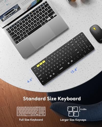 Foldable Keyboard and Mouse, Samsers Folding Bluetooth Keyboard Combo, 2.4G + BT5.0 x 2, Full-Size Portable Travel Keyboard & USB-C Rechargeable Wireless Mouse for iOS Android Windows Mac OS - Image 3