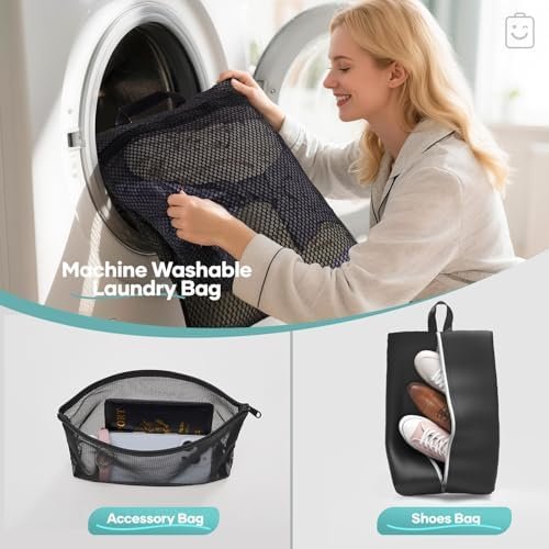 Veken 9/11 Set Compression Packing Cubes for Travel Essentials,Compressible Expandable Large Luggage Suitcase Organizer Bags for Clothing,Durable Space Saver Storage Bags with Toiletry Bags(Black) - Image 7