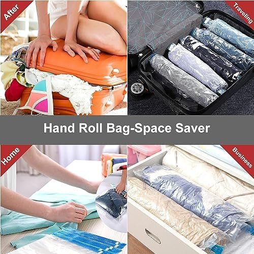 Compression Bags - Travel Essentials 12 Pack Space Saver No Vacuum or Pump Needed Storage Accessorie and Home Packing Organizers (transparent) - Image 6