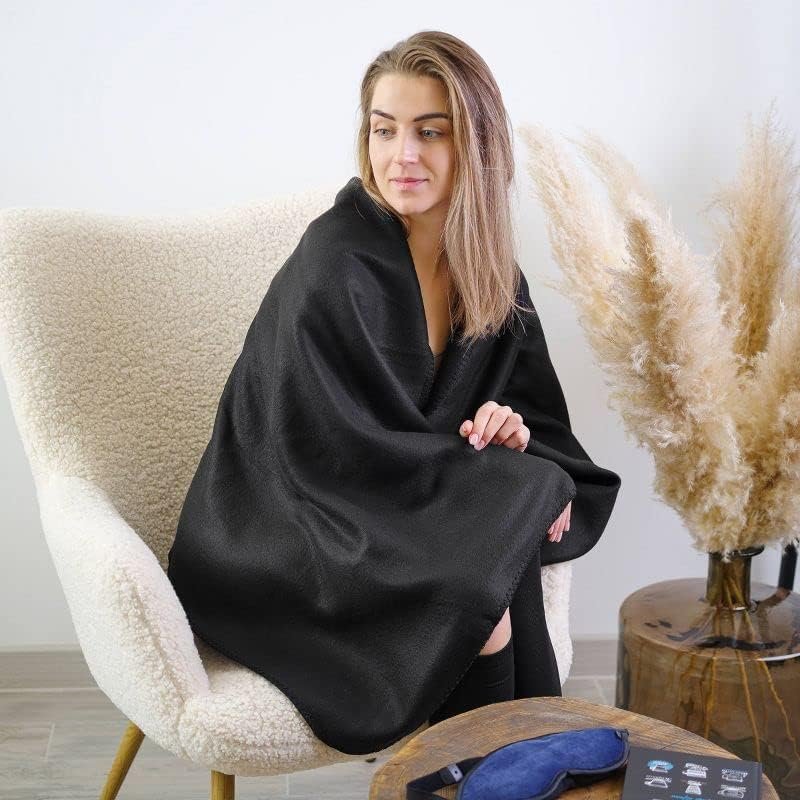 Lewis N. Clark Ultimate Comfort Set + Portable Travel Kit for Airplane, Includes Inflatable Pillow + Zippered Carrying Case, Cozy Fleece Blanket, Eye Mask for Sleeping & Foam Ear Plugs, Navy - Image 10